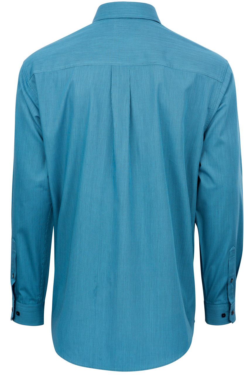 Cinch Micro Striped Button-Front Shirt - Turquoise