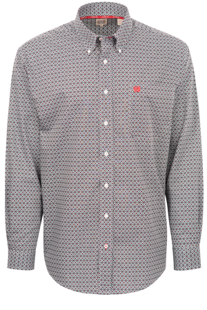 Cinch Foulard Print Button-Front Shirt - Blue