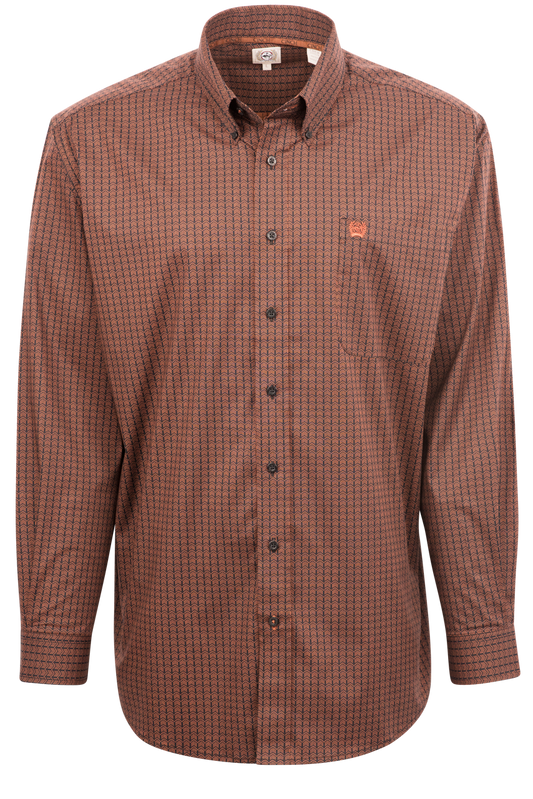 Cinch Casas Print Button-Front Shirt - Brown