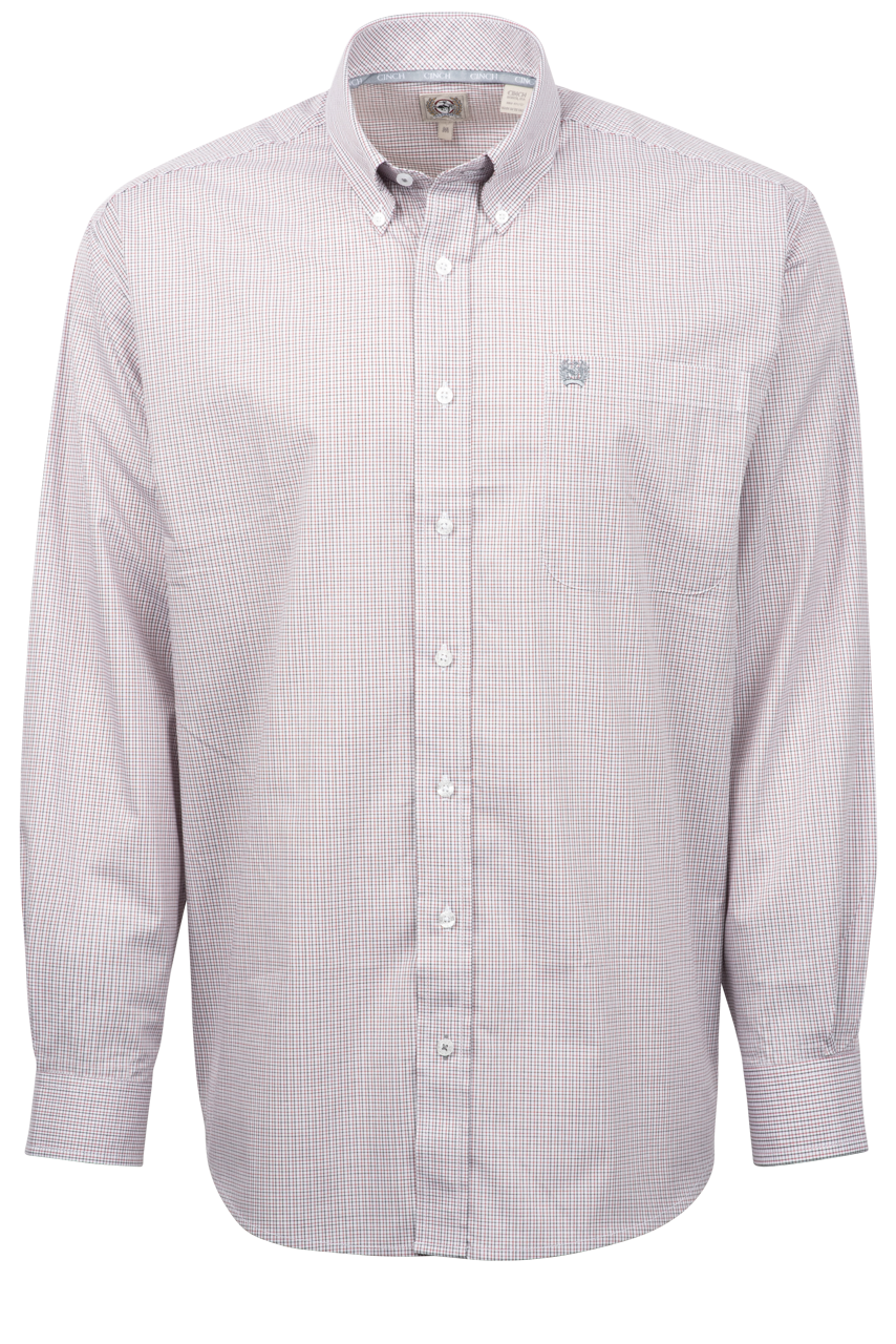 Cinch Button-Front Shirt - White Check