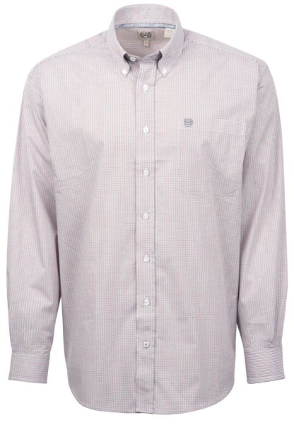 Cinch Button-Front Shirt - White Check