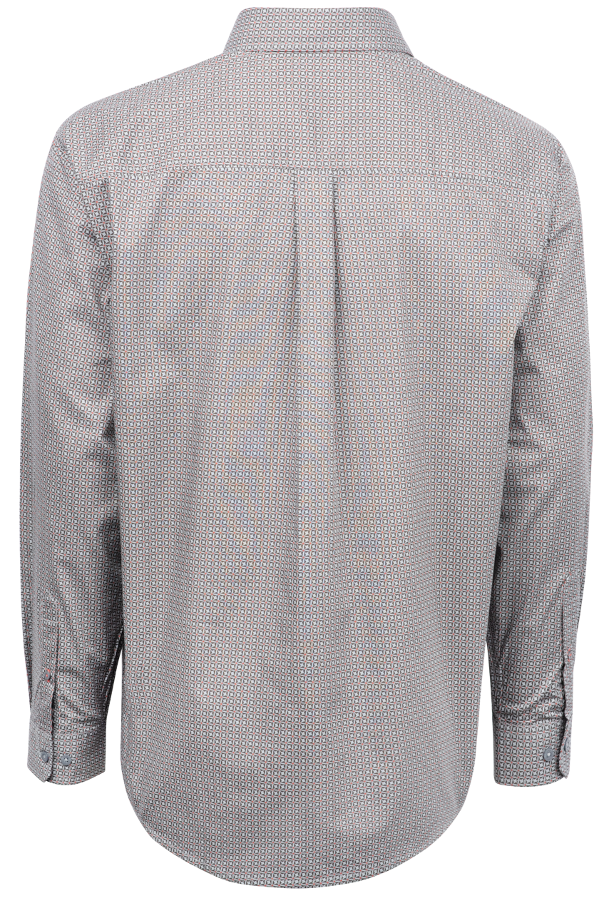 Cinch Grid Print Button-Front Shirt - Gray