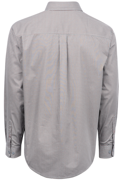 Cinch Grid Print Button-Front Shirt - Gray