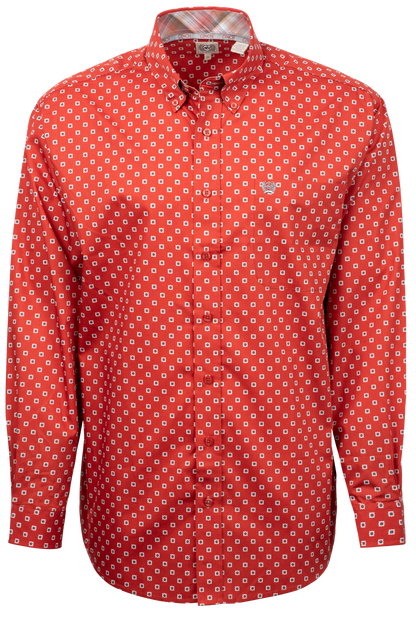 Cinch Button-Front Shirt - Red Foulard