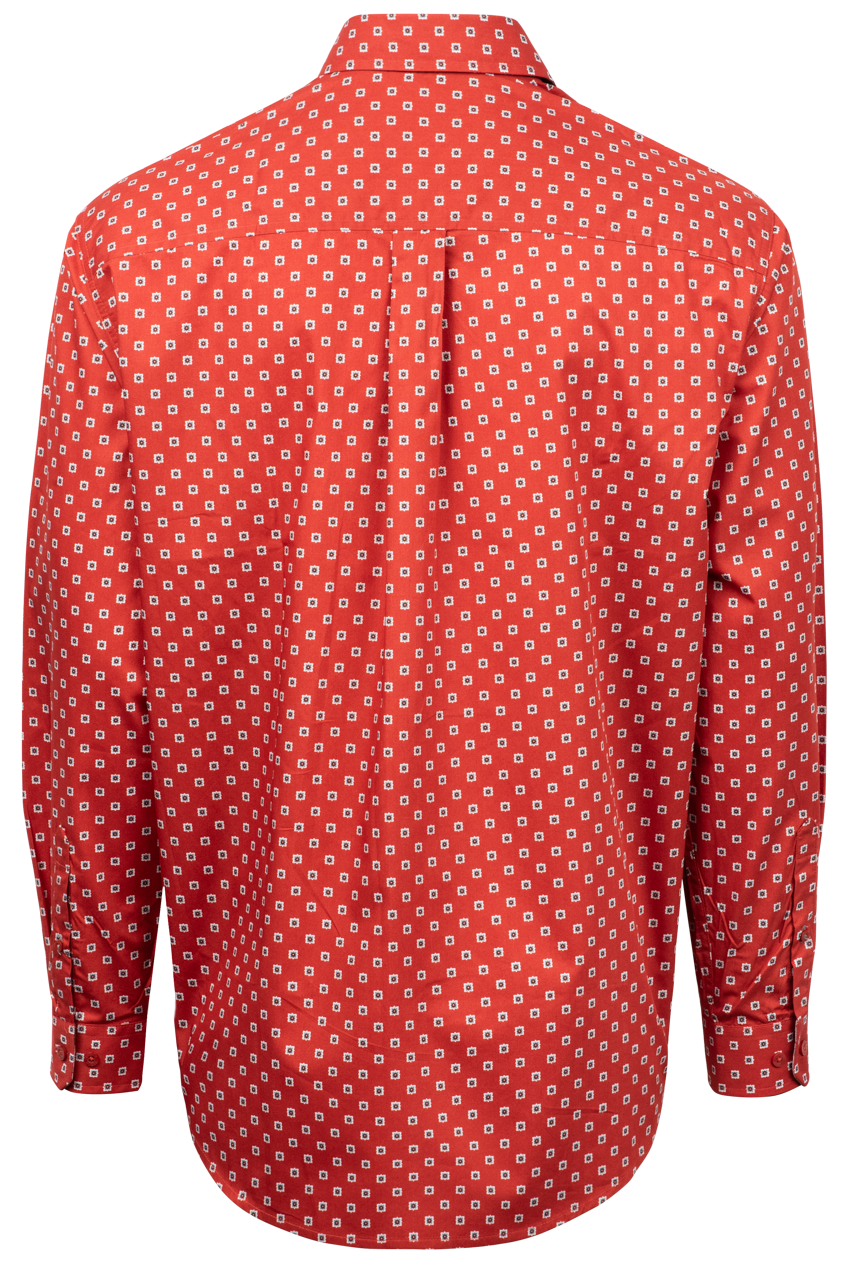 Cinch Button-Front Shirt - Red Foulard