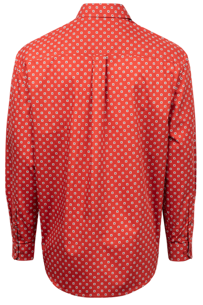 Cinch Button-Front Shirt - Red Foulard