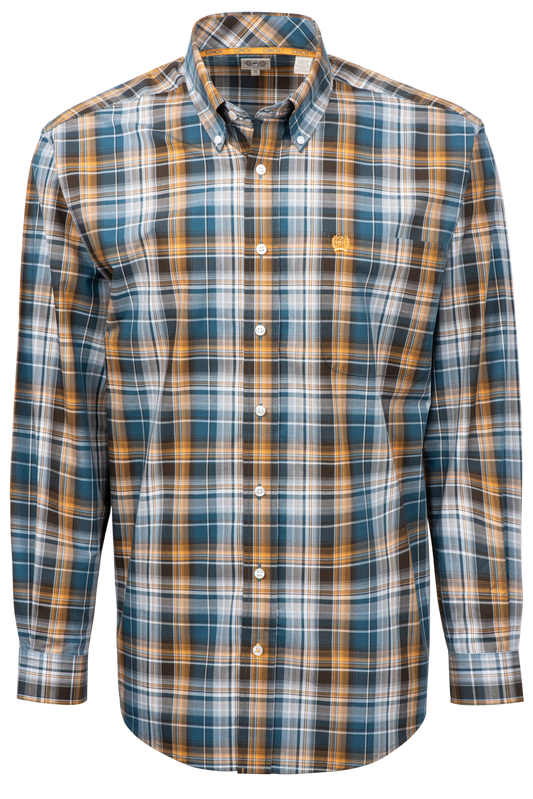 Cinch Button-Front Shirt - Blue Plaid