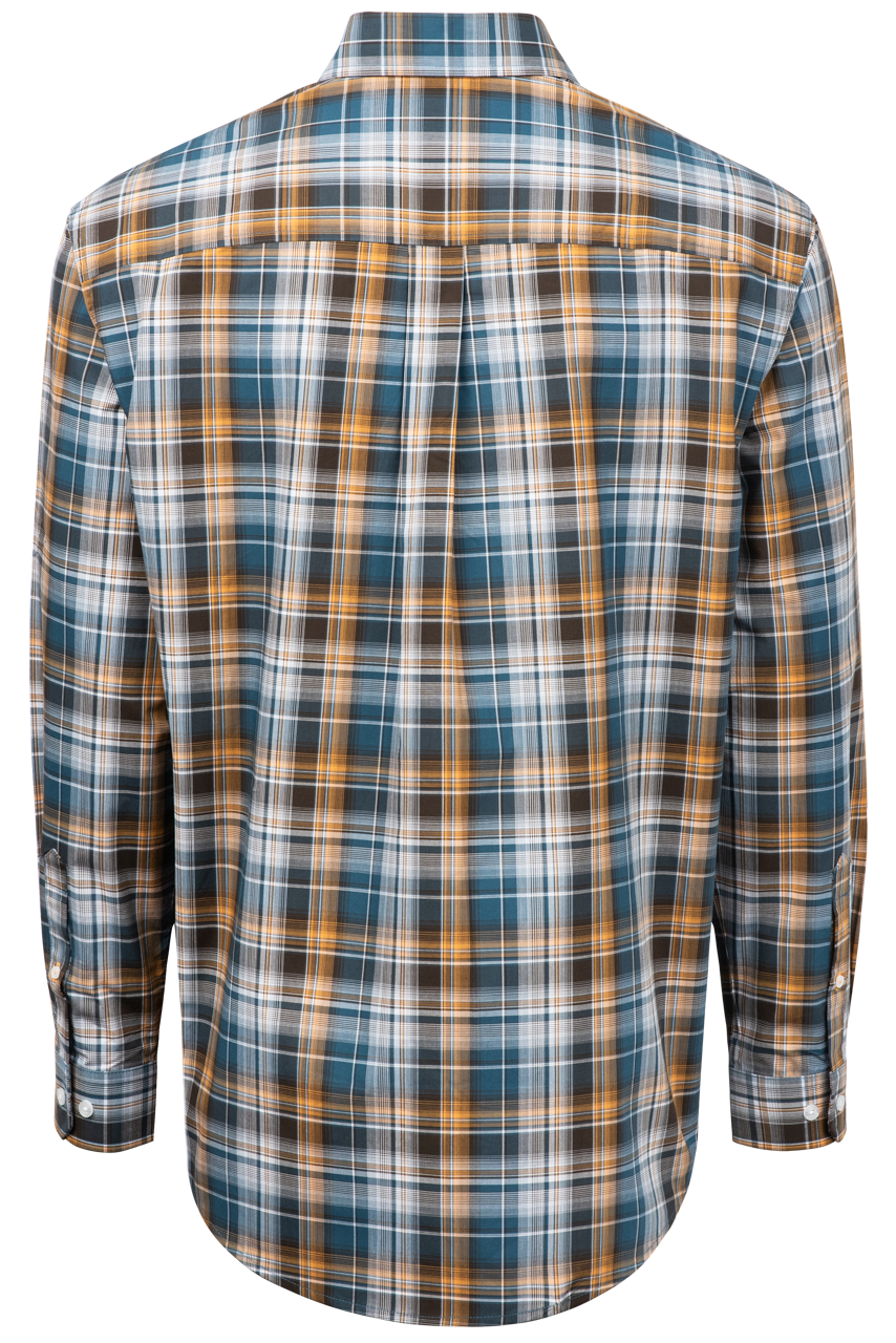 Cinch Button-Front Shirt - Blue Plaid