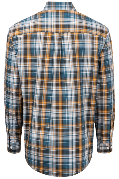 Cinch Button-Front Shirt - Blue Plaid