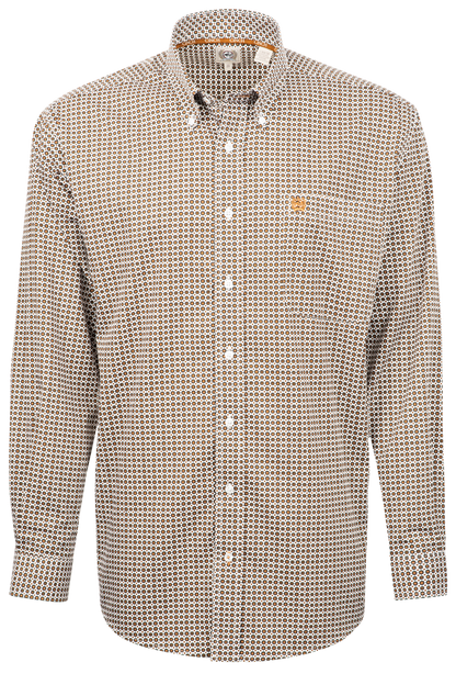 Cinch Button-Front Shirt - Brown Foulard