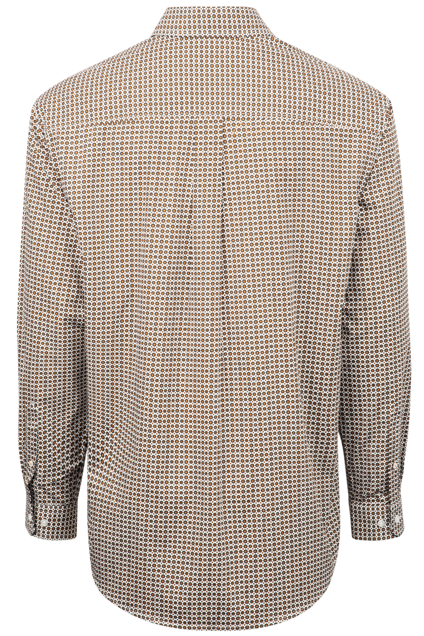 Cinch Button-Front Shirt - Brown Foulard