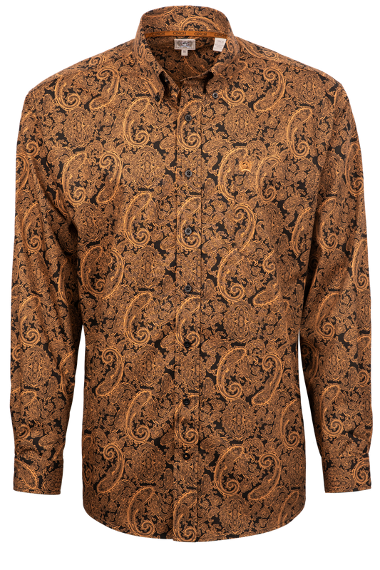 Cinch Button-Front Shirt - Black Paisley