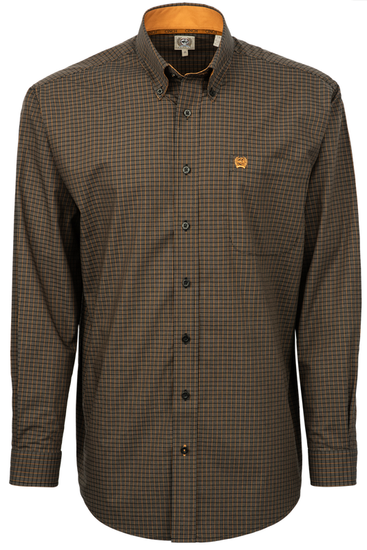 Cinch Button-Front Shirt - Black Check