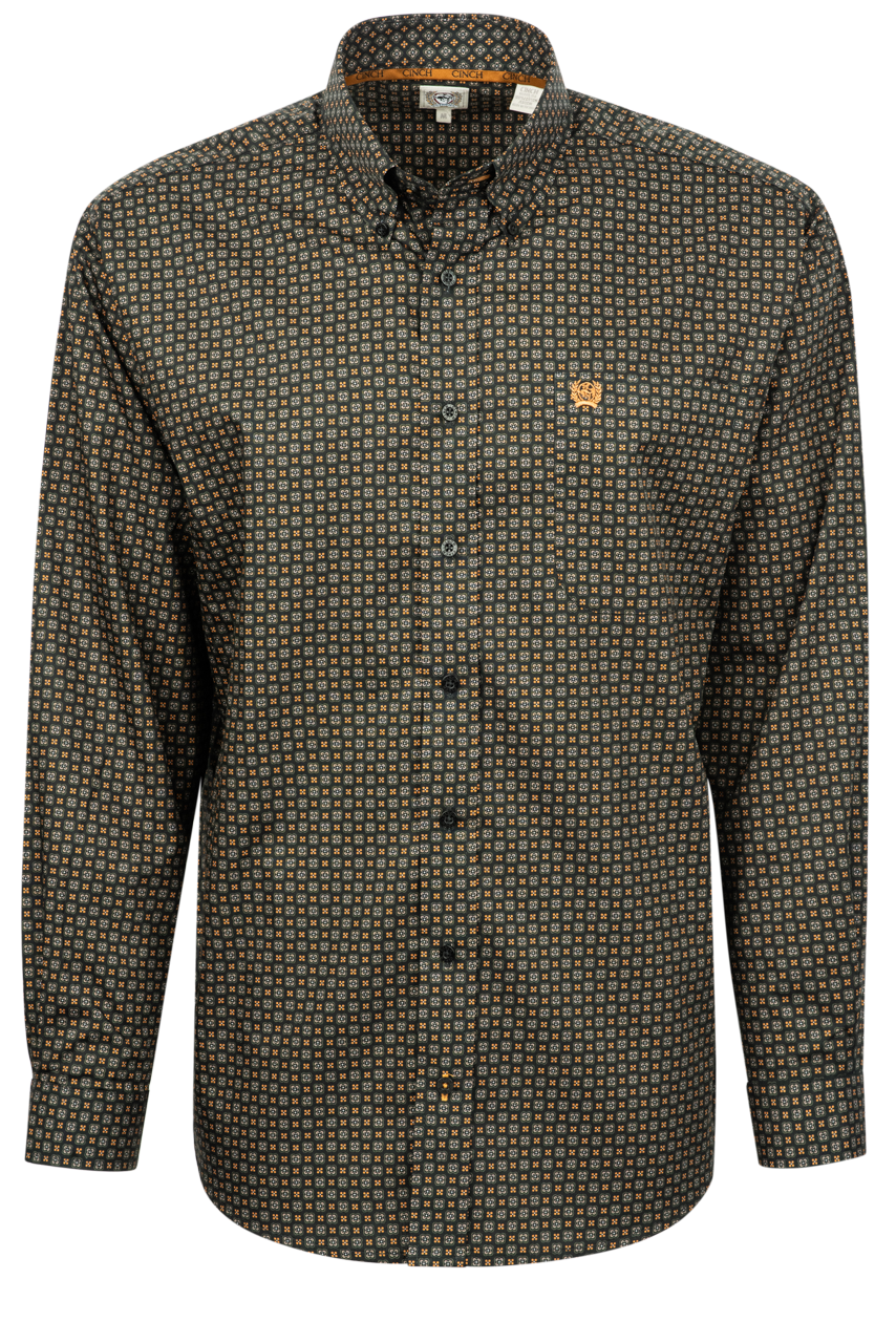 Cinch Button-Front Shirt - Black Foulard