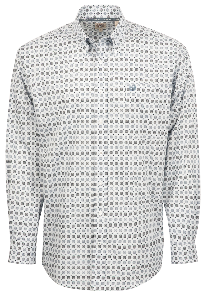 Cinch Foulard Print Button-Front Shirt - Blue
