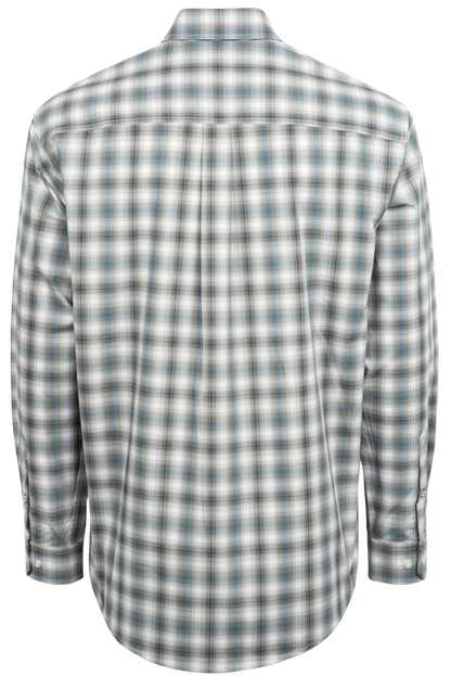 Cinch Plaid Button-Front Shirt - Navy