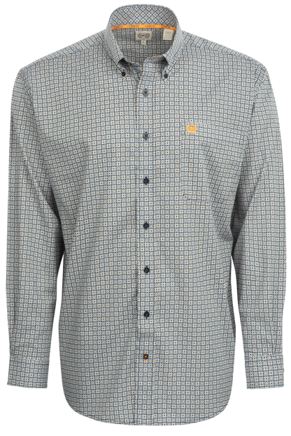 Cinch Button-Front Shirt - Navy Foulard