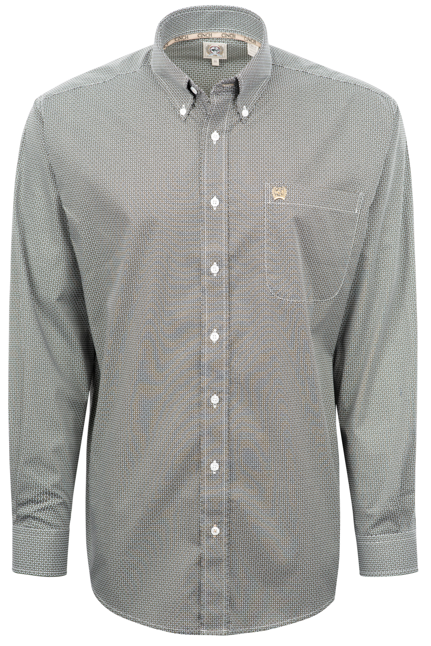 Cinch Mini Print Button-Front Shirt - Black