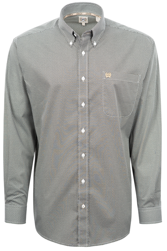 Cinch Mini Print Button-Front Shirt - Black