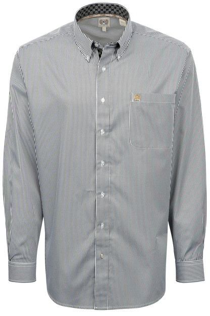 Cinch Tencel Stripe Button-Front Shirt - Black