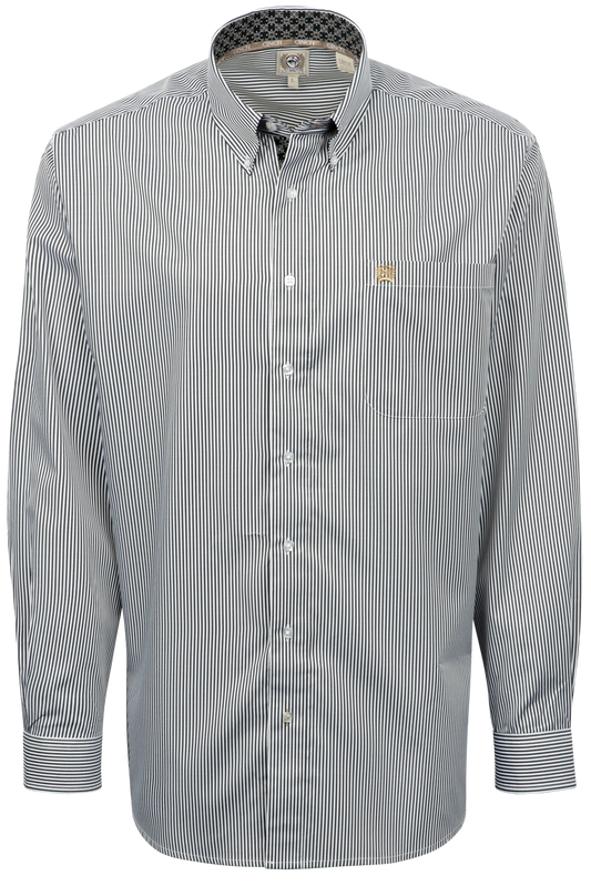 Cinch Tencel Stripe Button-Front Shirt - Black