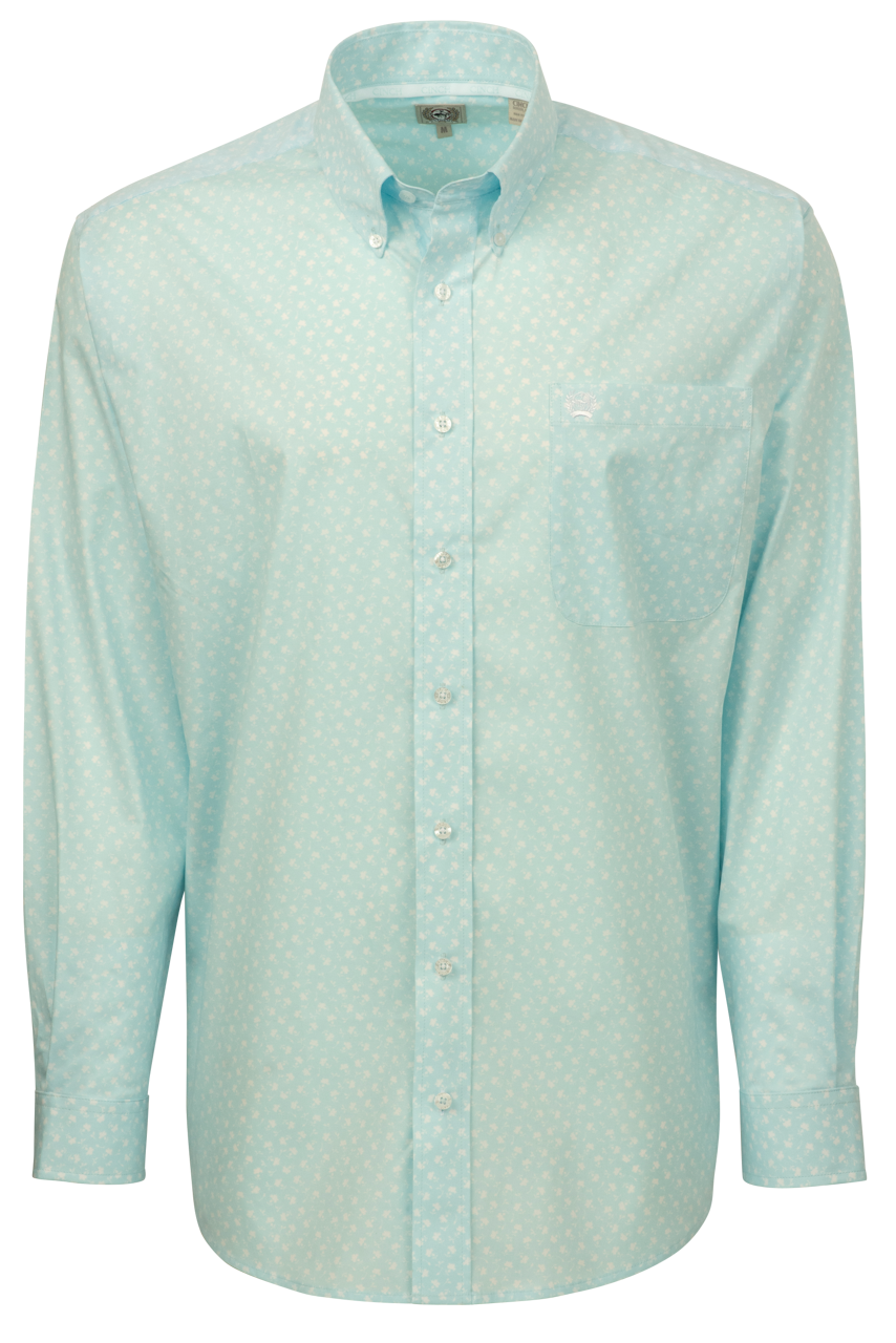 Cinch Floral Button-Front Shirt - Light Blue