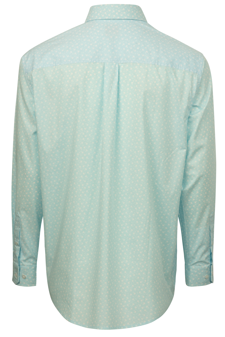 Cinch Floral Button-Front Shirt - Light Blue