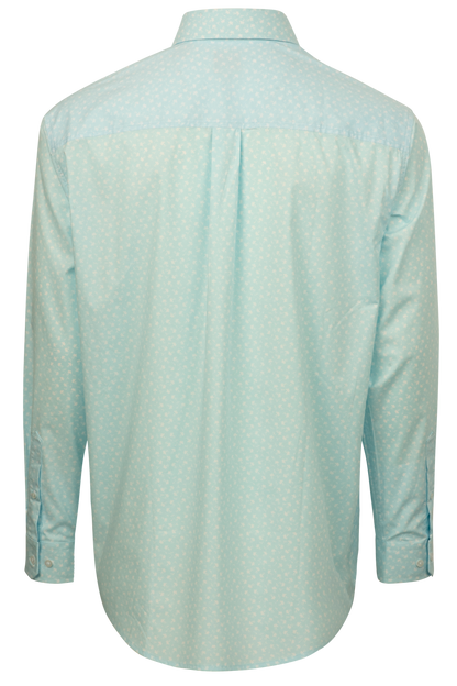 Cinch Floral Button-Front Shirt - Light Blue