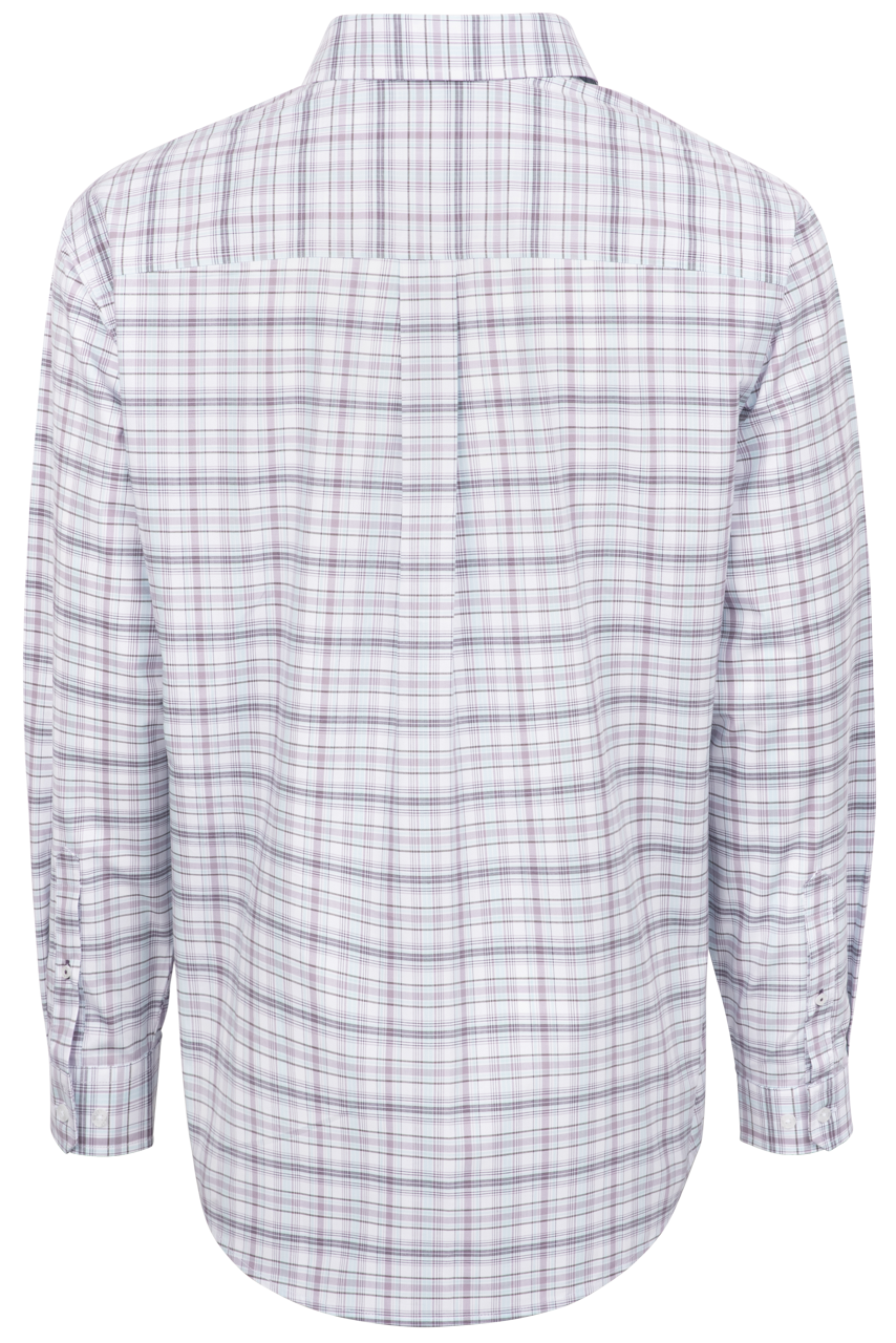 Cinch Button-Front Shirt - Purple Plaid