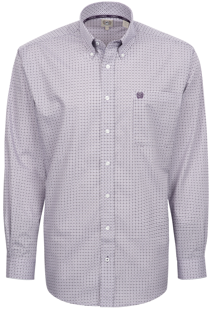 Cinch Button-Front Shirt - Purple Foulard