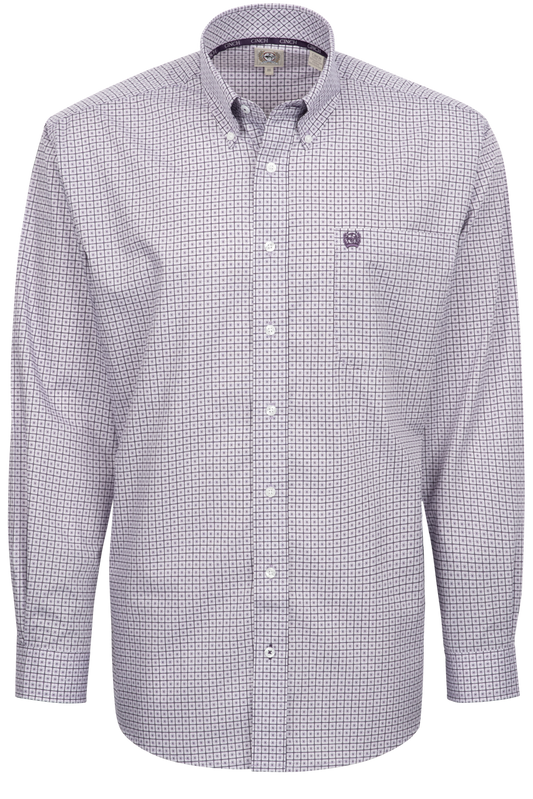 Cinch Button-Front Shirt - Purple Foulard