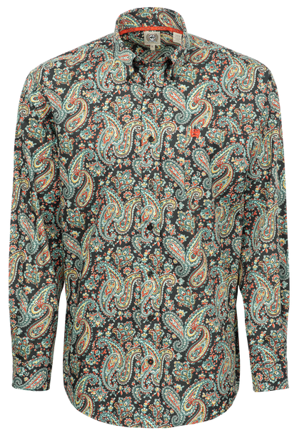 Cinch Paisley Button-Front Shirt - Charcoal