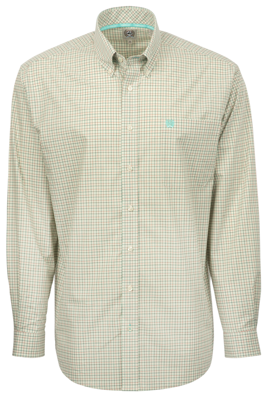 Cinch Woven Check Button-Front Shirt - Cream