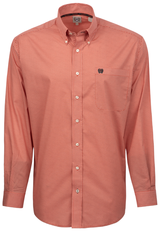 Cinch Mini Check Button-Front Shirt - Red