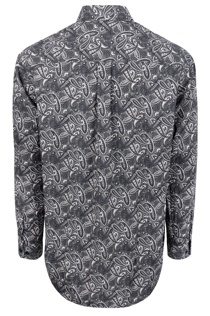 Cinch Button-Front Shirt - Black Paisley