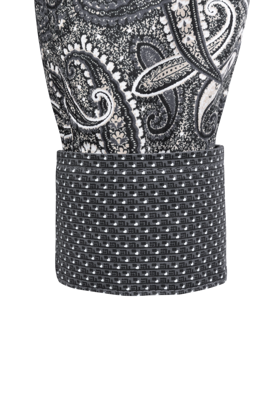 Cinch Button-Front Shirt - Black Paisley