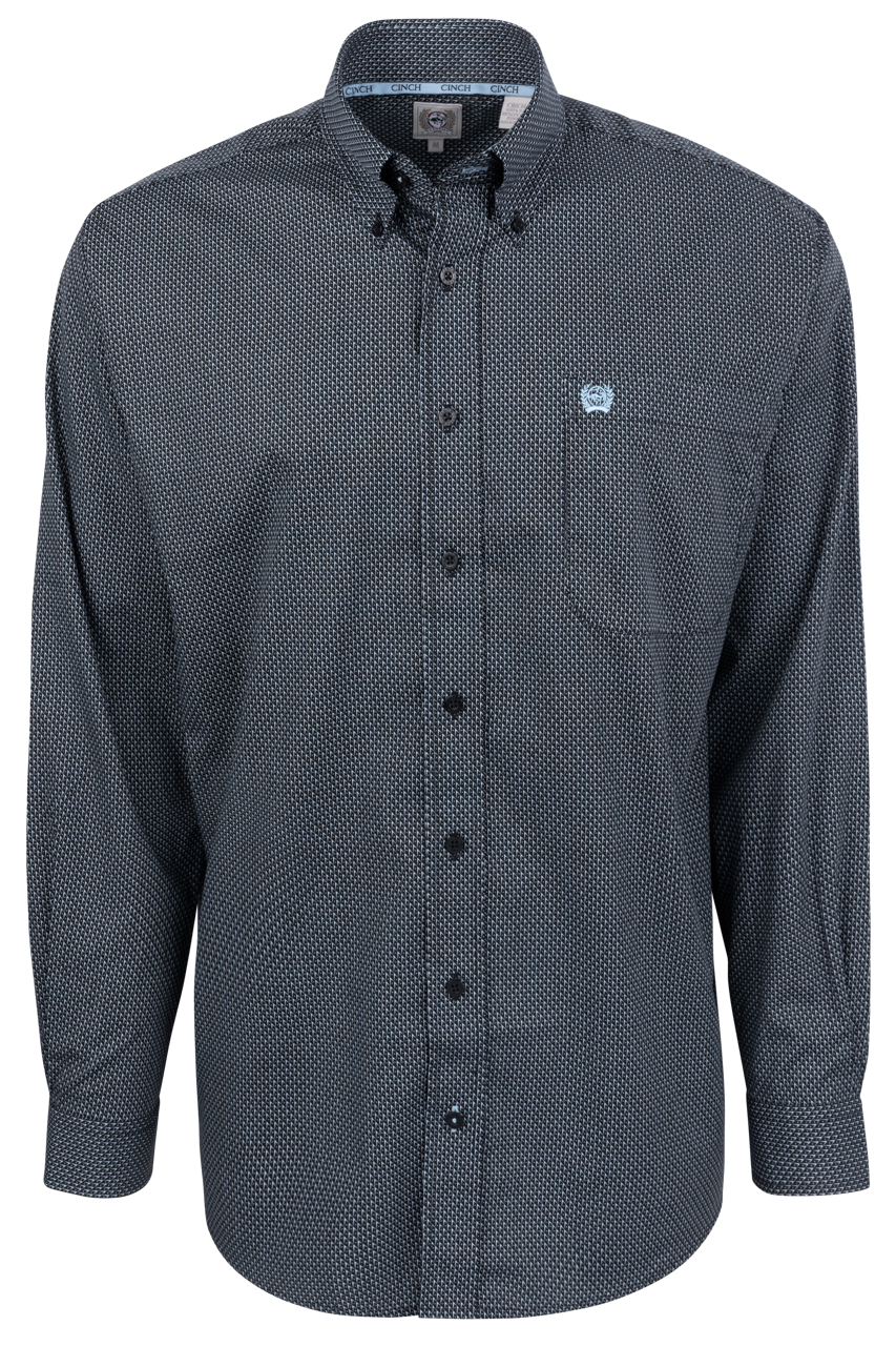 Cinch Button-Front Shirt - Printed Black