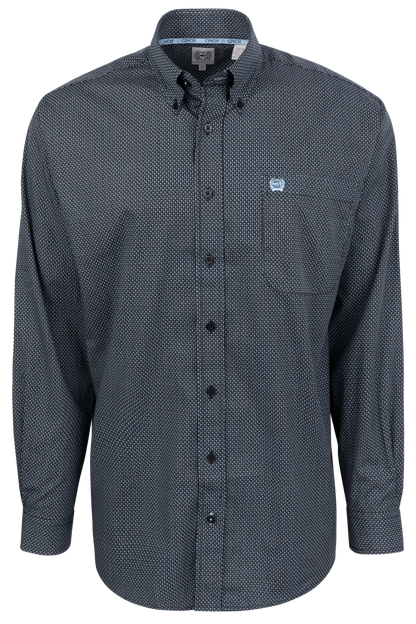 Cinch Button-Front Shirt - Printed Black