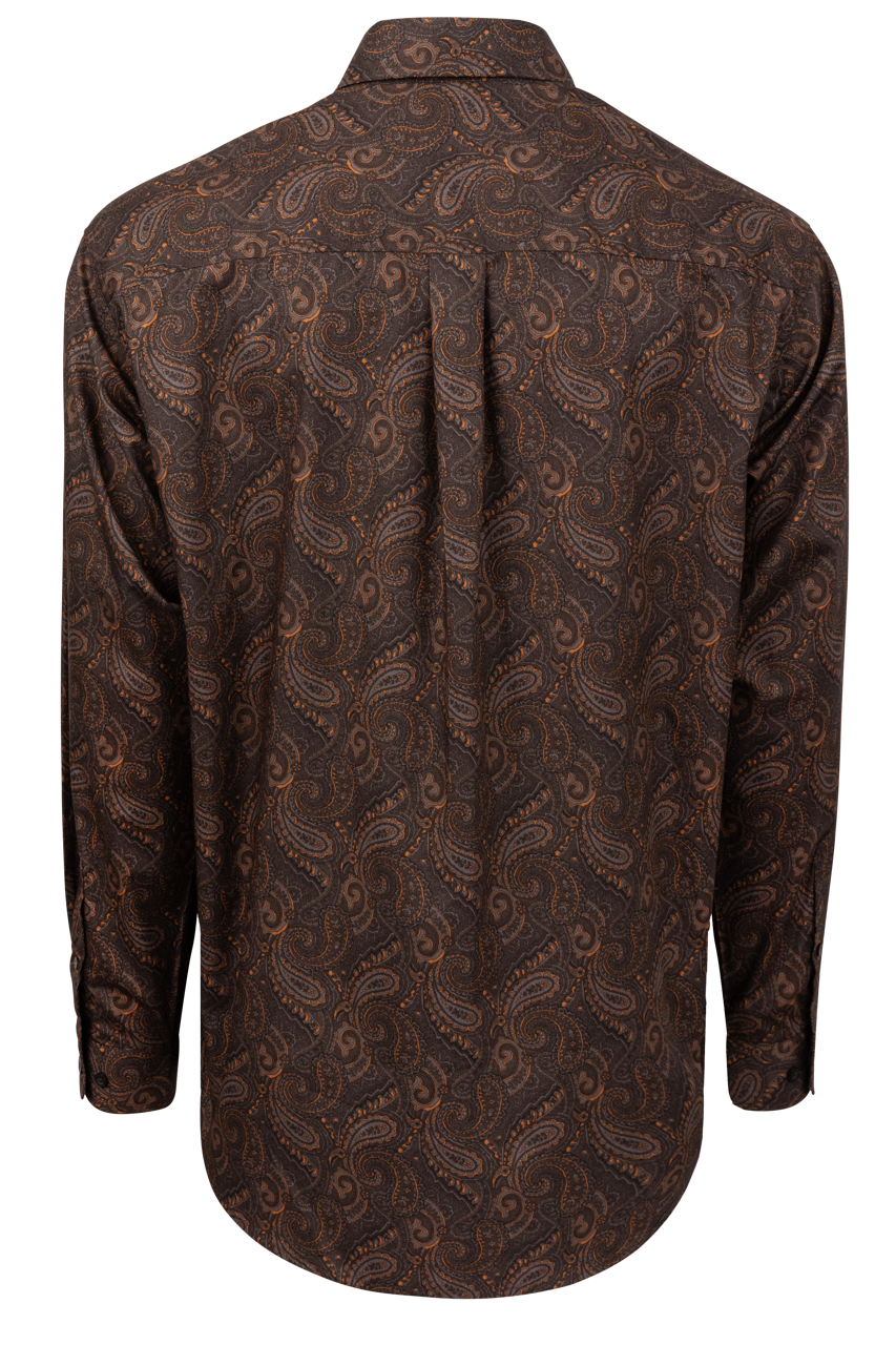 Cinch Button-Front Shirt - Brown Paisley