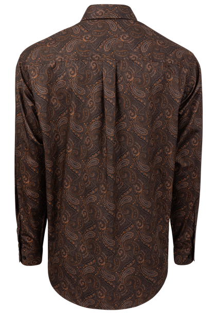 Cinch Button-Front Shirt - Brown Paisley