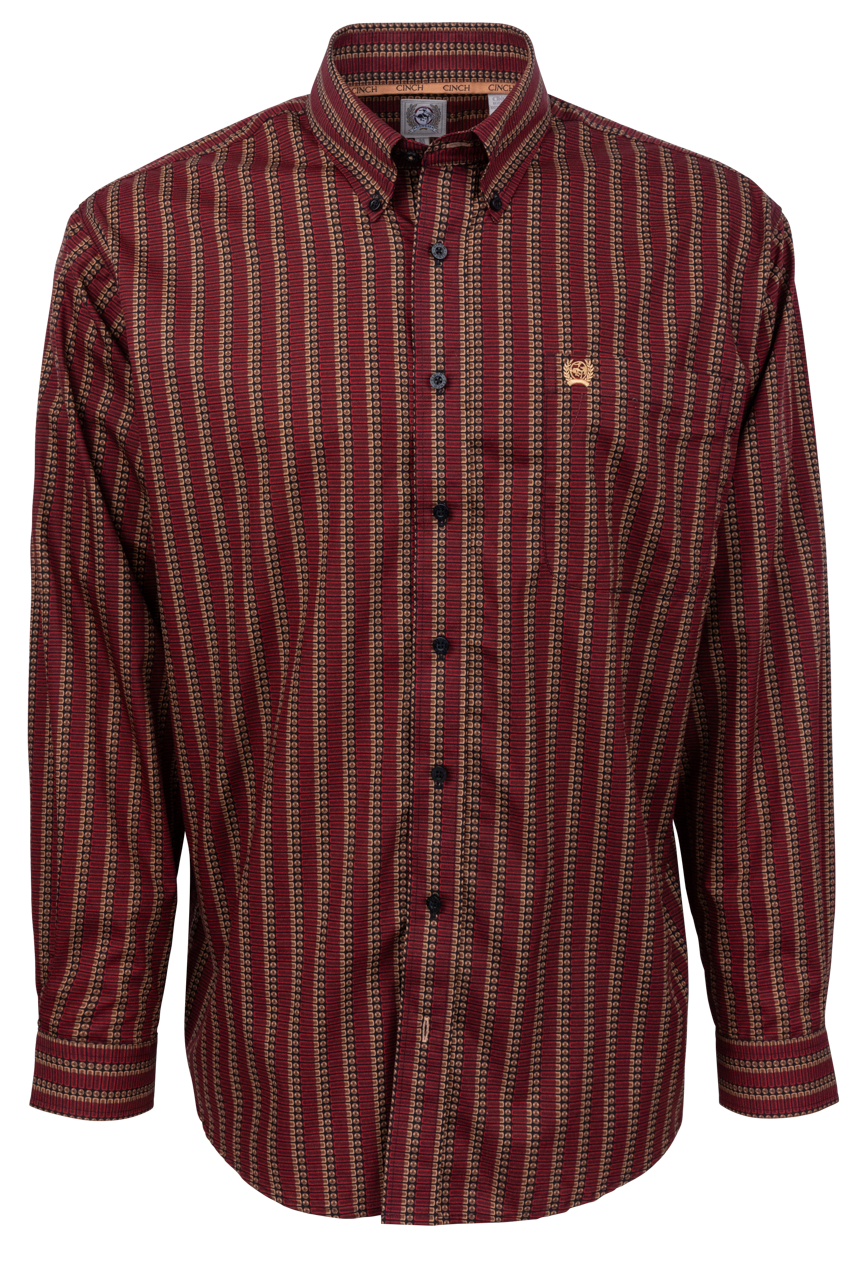 Cinch Button-Front Shirt - Red Stripe