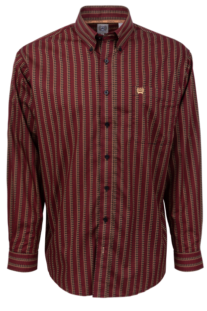 Cinch Button-Front Shirt - Red Stripe