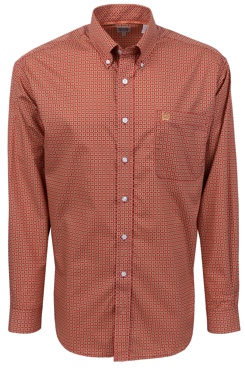 Cinch Button-Front Shirt - Red