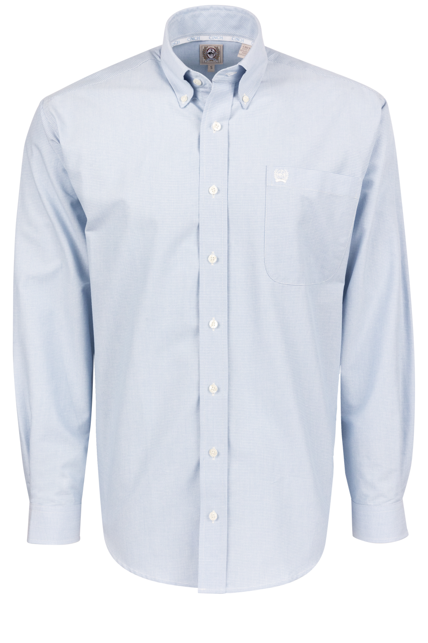 Cinch Button-Front Shirt - Solid Blue