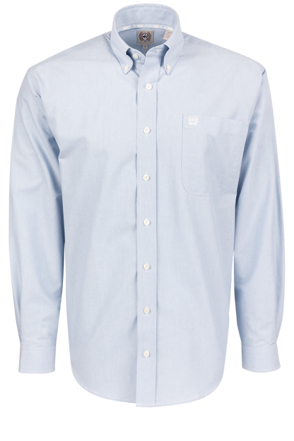 Cinch Button-Front Shirt - Solid Blue