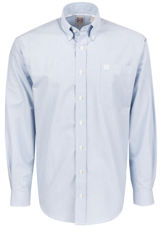 Cinch Button-Front Shirt - Solid Blue