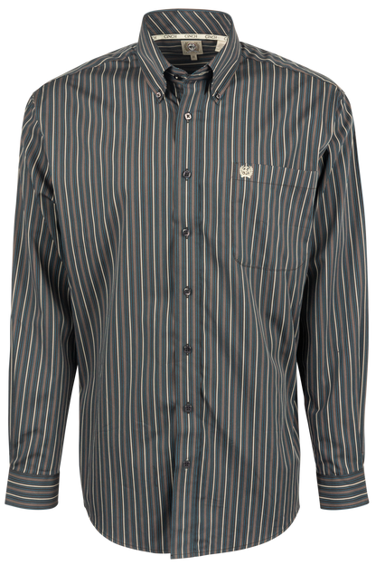 Cinch Striped Button-Front Western Shirt - Charcoal