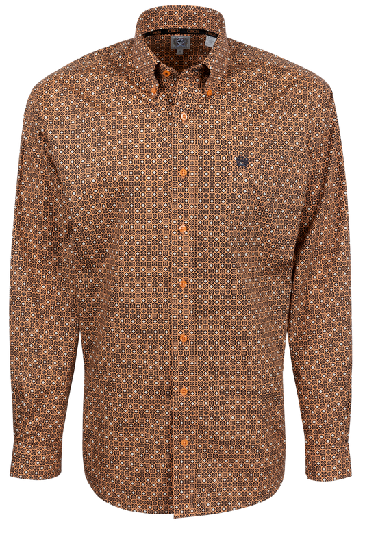 Cinch Foulard Button-Front Shirt - Copper Aztec