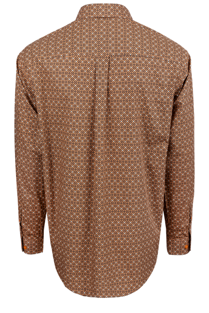 Cinch Aztec Foulard Button-Front Shirt - Copper