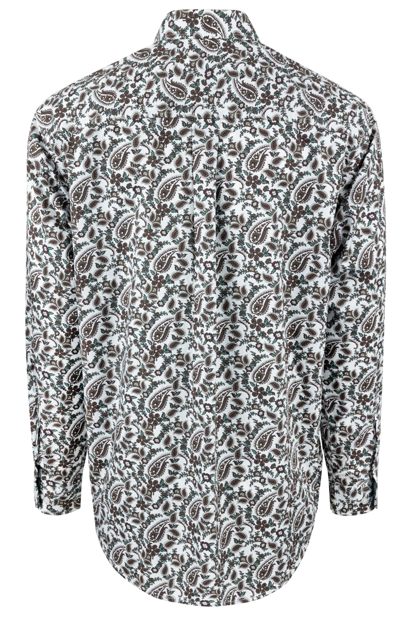 Cinch Paisley Button-Front Shirt - White and Green